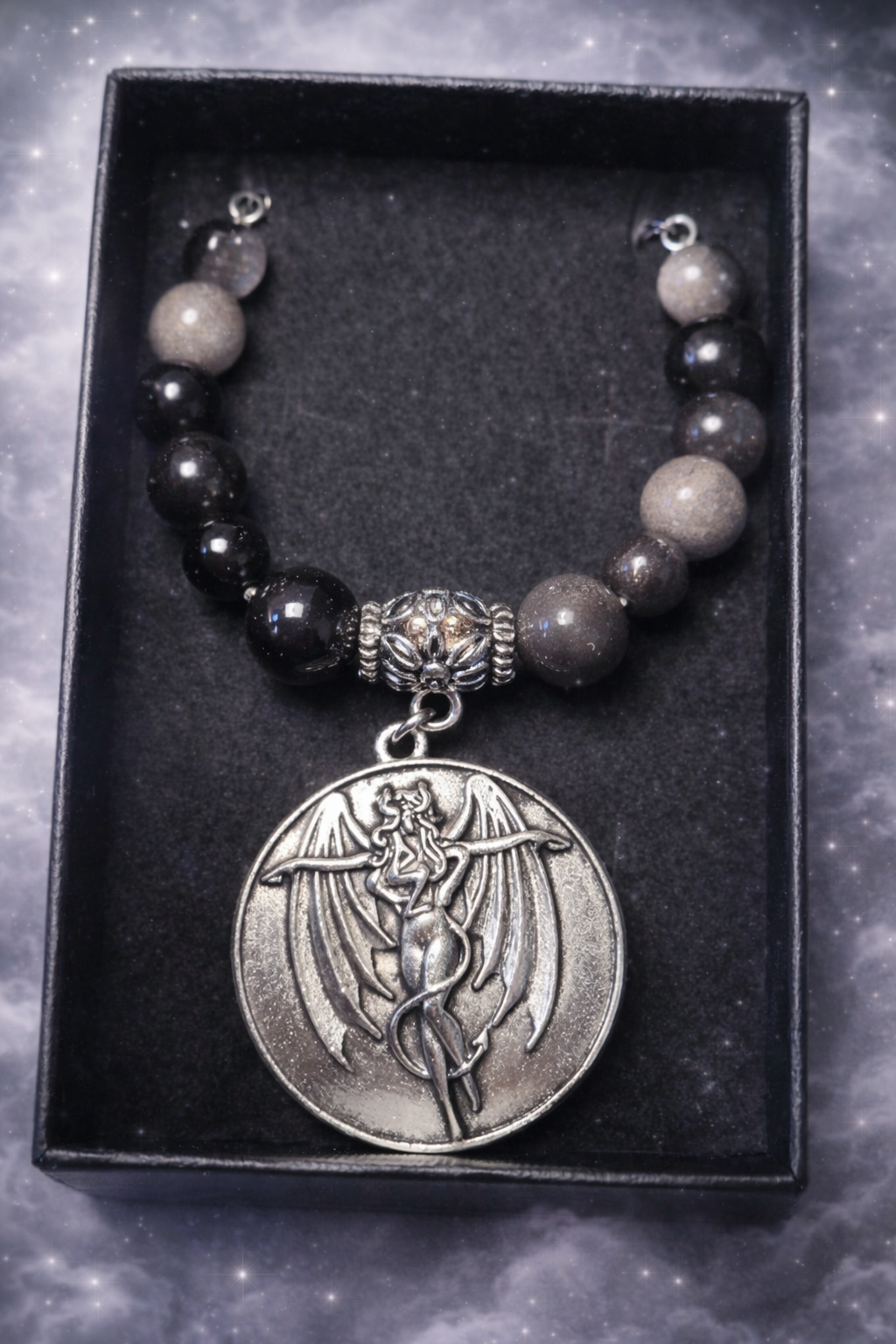 Silver Obsidian Lilith Necklace